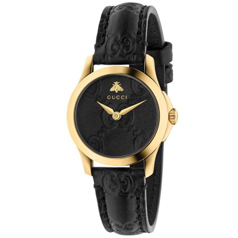 gucci black leather watch for women